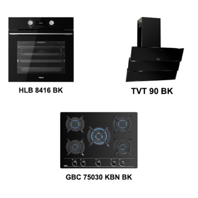 Teka Chef Air-3 Set (HLB 8416 Bk Airfry Fırın, Gbc 75030 KBC Bk Ocak, TVT 90 BK Davlumbaz,)