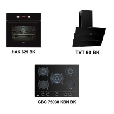 Teka Chef Perfect-1 Set (Hak 629 Bk Fırın, Gbc 75030 KBC Bk Ocak, TVT 90 BK Davlumbaz)3'lü