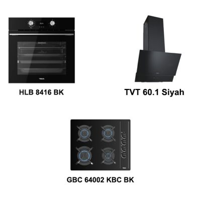 Teka Chef Perfect-3 Set (Hlb 8416 Airfry Fırın, GBC 64002 KBC BK Ocak, TVT 60.1 Siyah Davlumbaz)3'lü Set